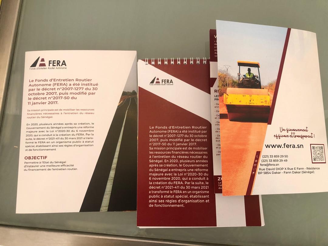 Dépliant, bloc-notes et flyer FERA imprimés