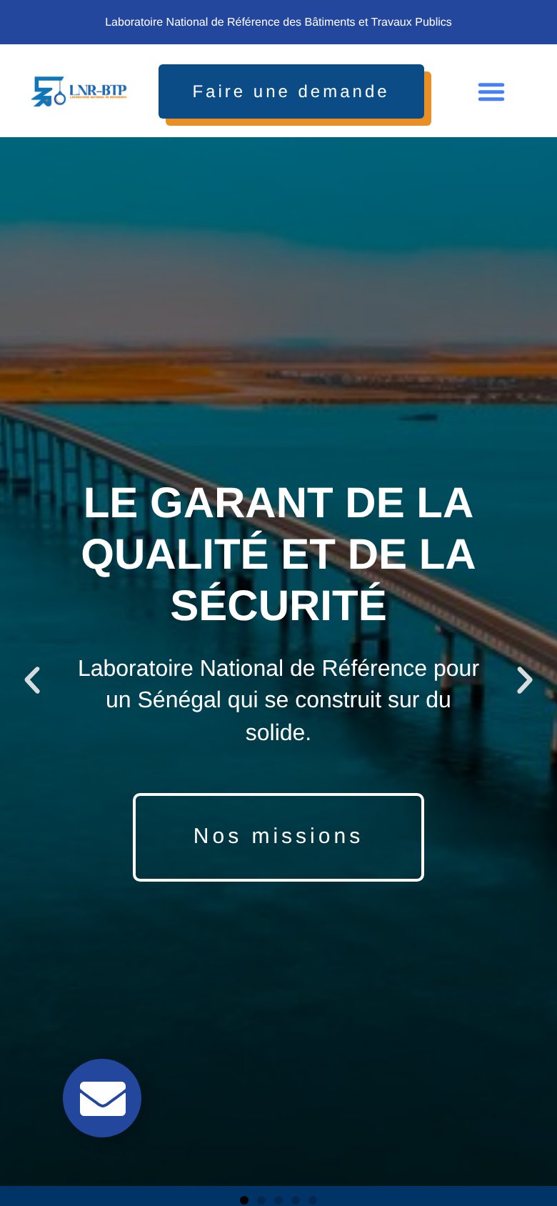 Site du LNR-BTP — version mobile — réalisation KARIMKO