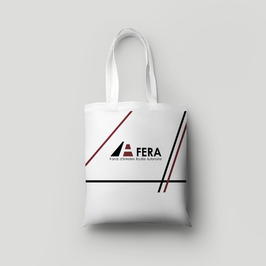 Tote bag FERA à lignes noires et bordeaux