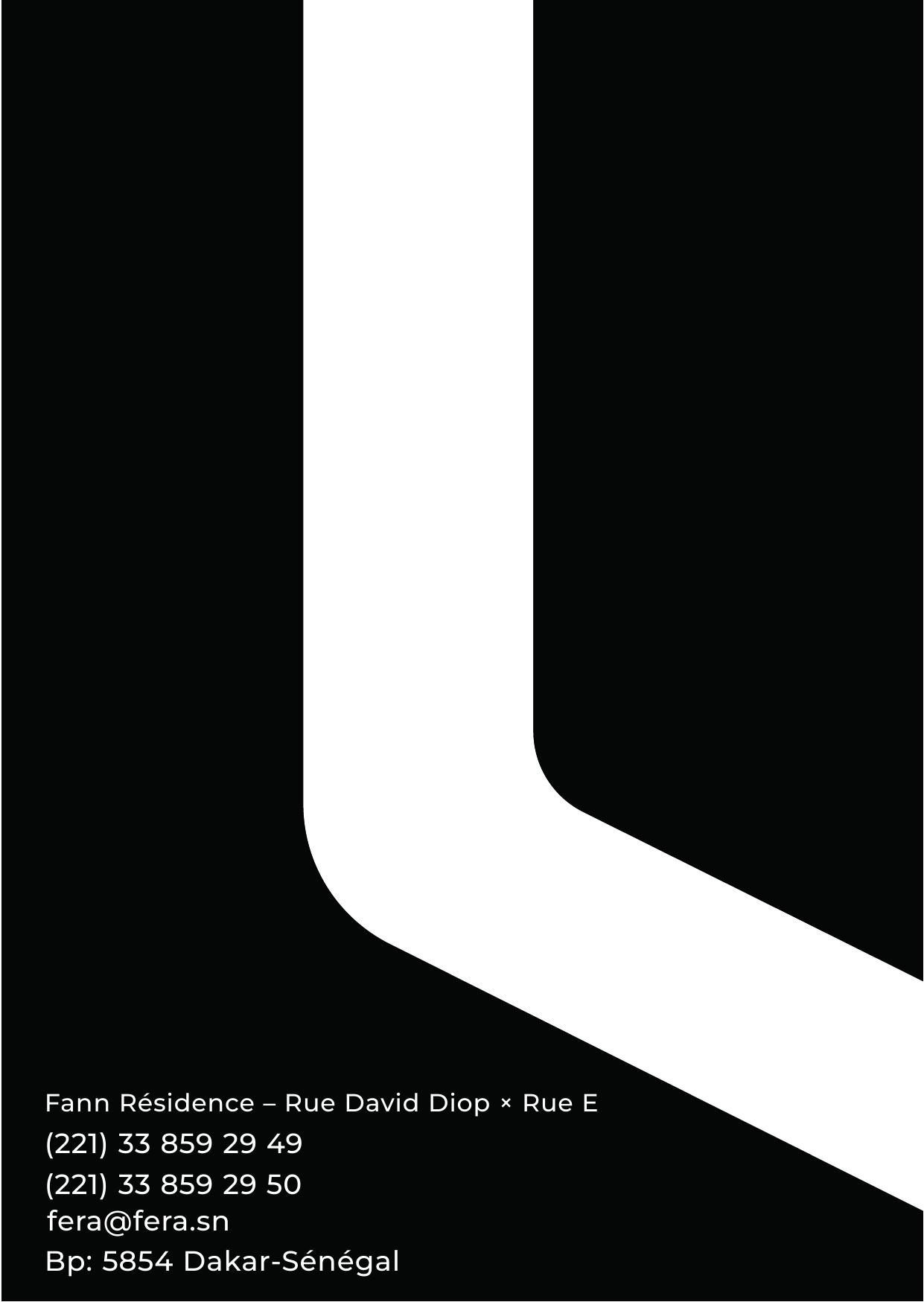 Dos du bloc-notes FERA avec les coordonnées